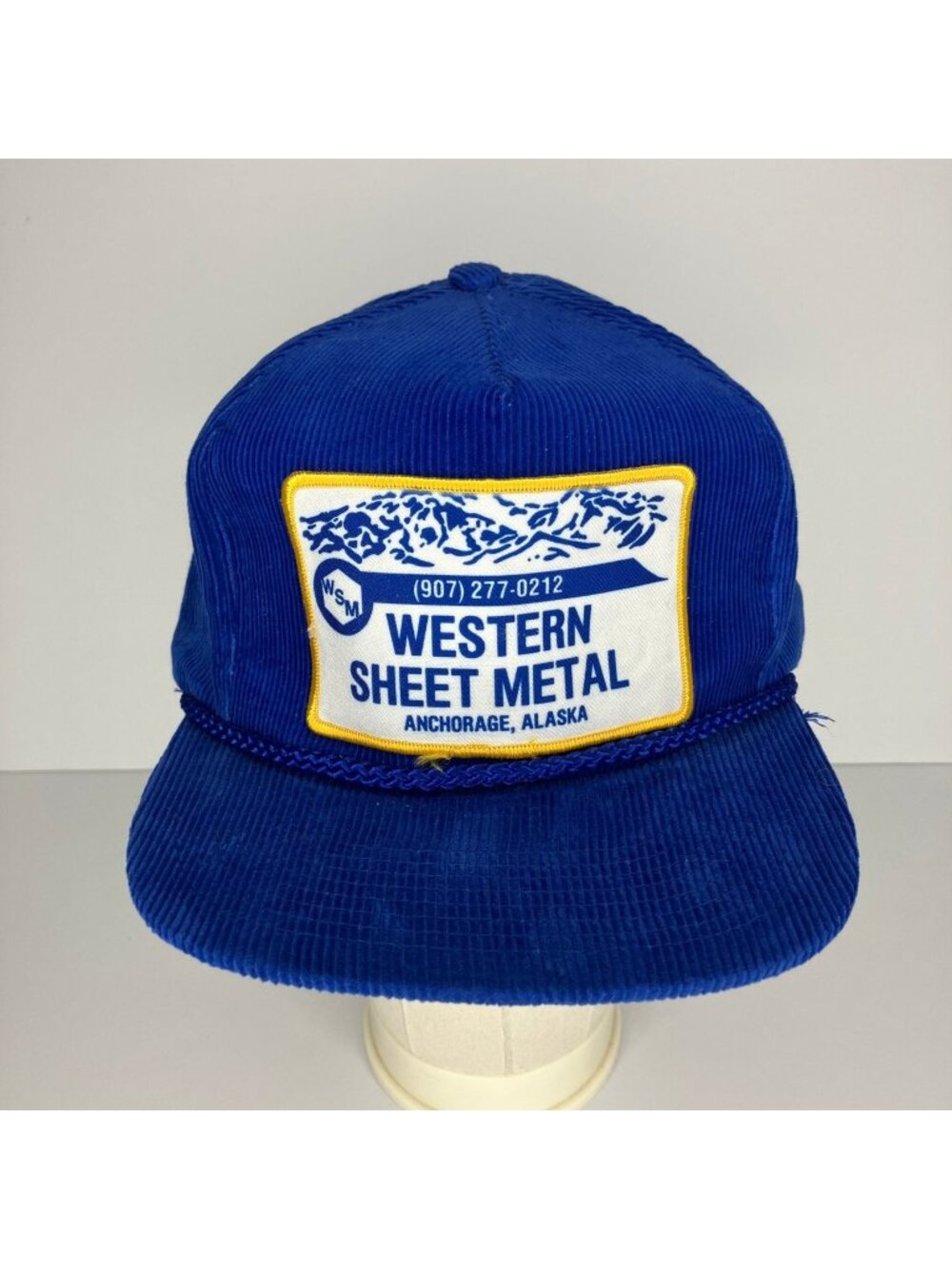 Vintage Western Sheet Metal Corduroy Snapback Trucker Hat Anchorage Alaska